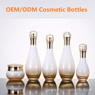 Wholesales high-grade Bowling shape Gradient golden cosmetics electroplating glass bottle/jars with good price